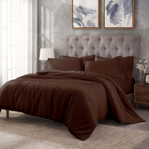 Superior Egyptian Cotton 400 Thread Count Duvet Cover Set, Twin/Twin XL, Mocha