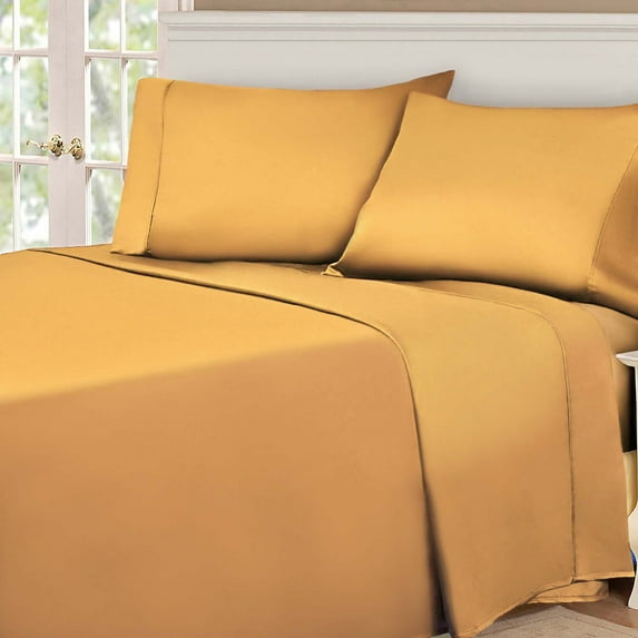 Superior Egyptian Cotton 530 Thread Count Deep Pocket Sheet Set, Full Size, Gold