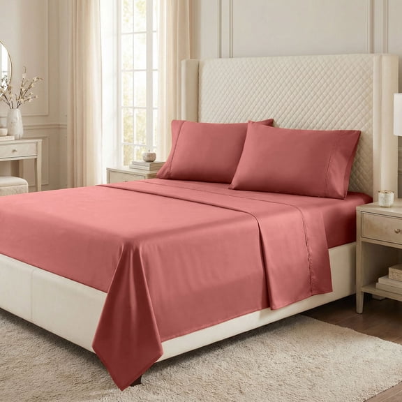 Superior Egyptian Cotton 530 Thread Count Deep Pocket Sheet Set, King Size, Blush