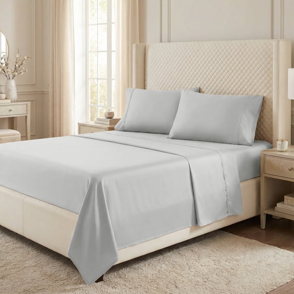 Superior Egyptian Cotton 530 Thread Count Deep Pocket Sheet Set, Twin XL Size, Platinum