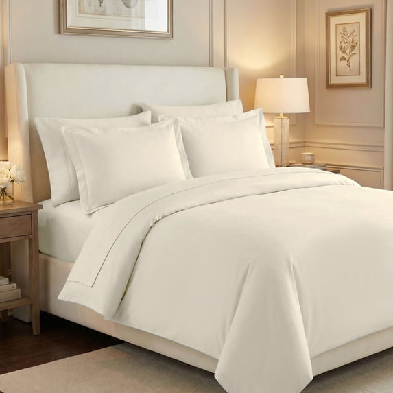 Superior Egyptian Cotton 530 Thread Count Duvet Cover Set, Full/Queen, Ivory