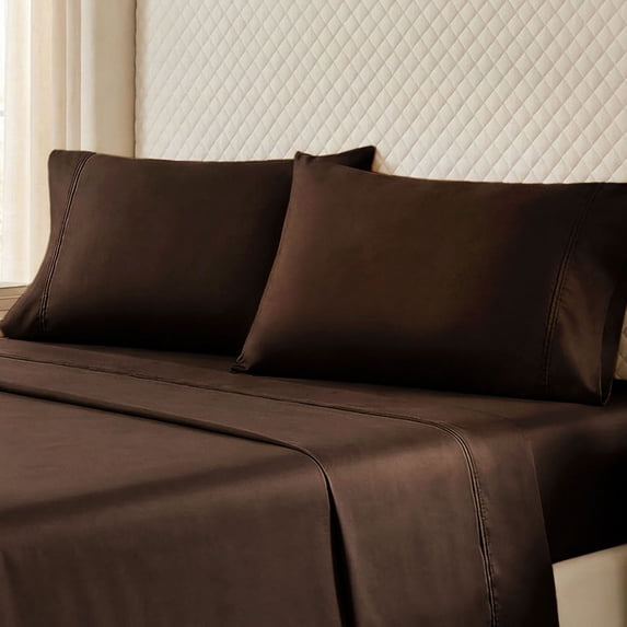 Superior Egyptian Cotton 530 Thread Count Pillowcases, Set of 2, Standard, Chocolate