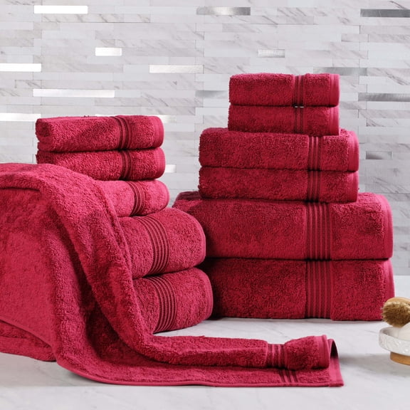 Superior Egyptian Cotton Absorbent 12-Piece Burgundy Towel Set