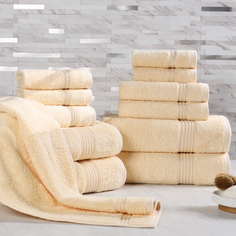 Superior Egyptian Cotton Absorbent 12-Piece Canary Towel Set
