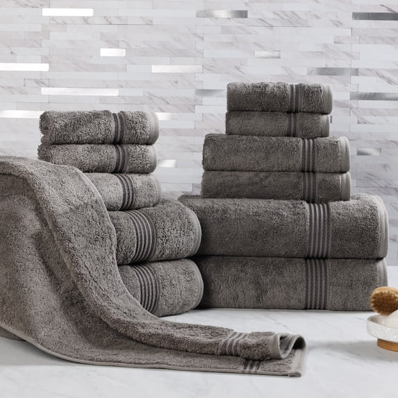 Superior Egyptian Cotton Absorbent 12-Piece Charcoal Towel Set