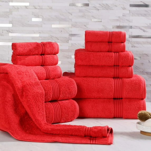 Superior Egyptian Cotton Absorbent 12-Piece Red Towel Set