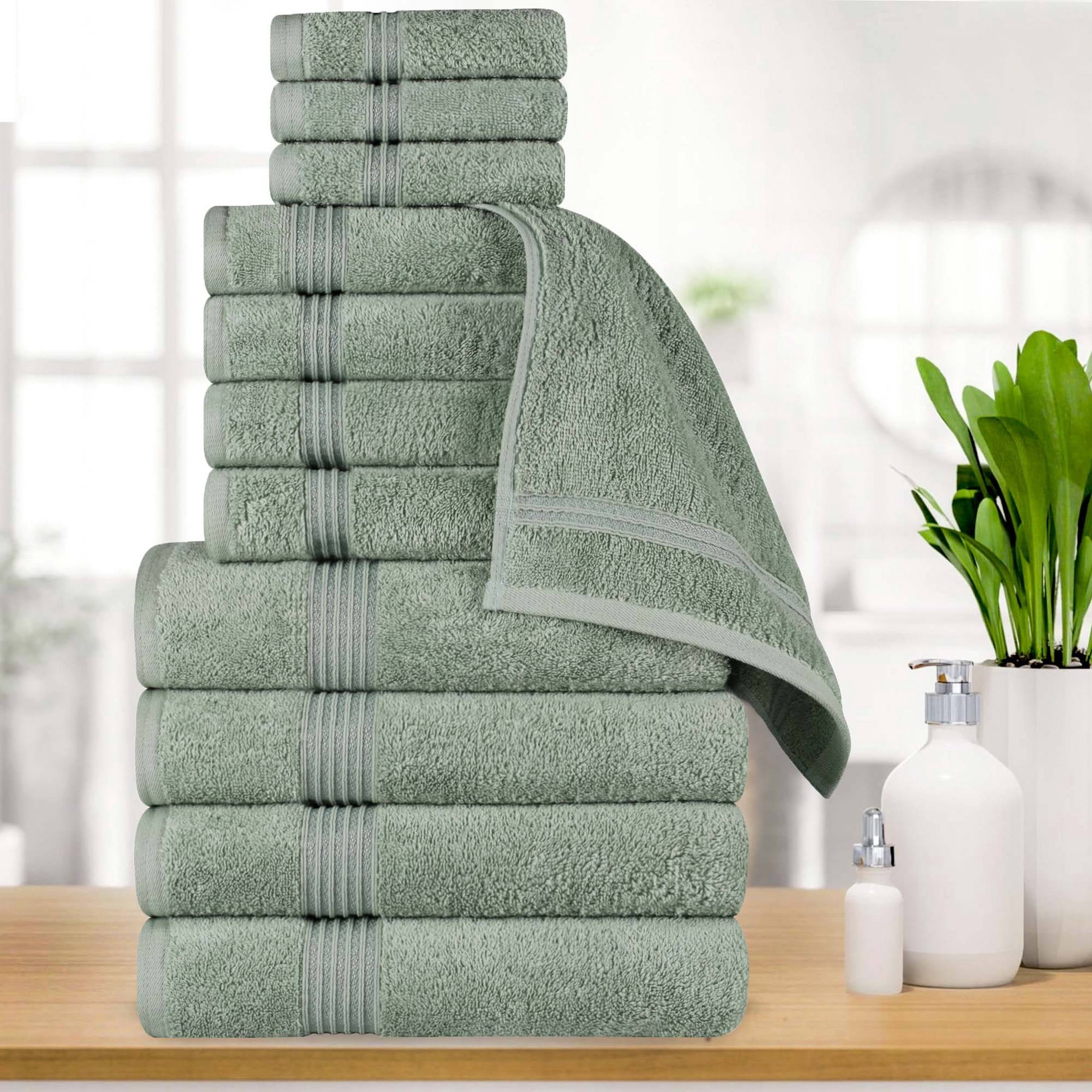 Superior Egyptian Cotton Absorbent 12-Piece Sage Towel Set - Walmart.com