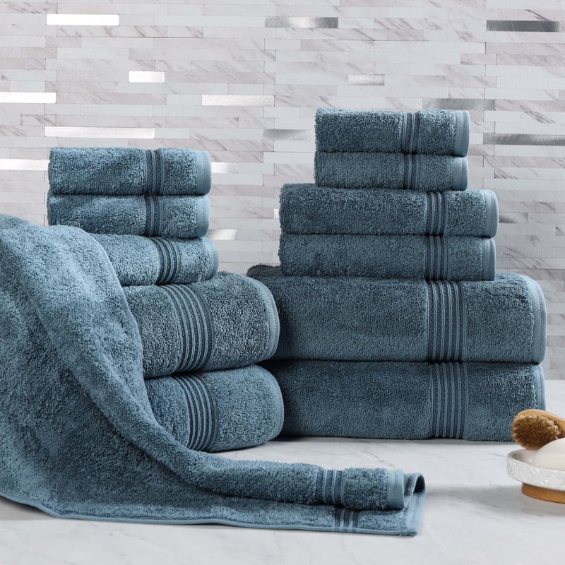 Superior Egyptian Cotton Absorbent 12-Piece Sapphire Towel Set