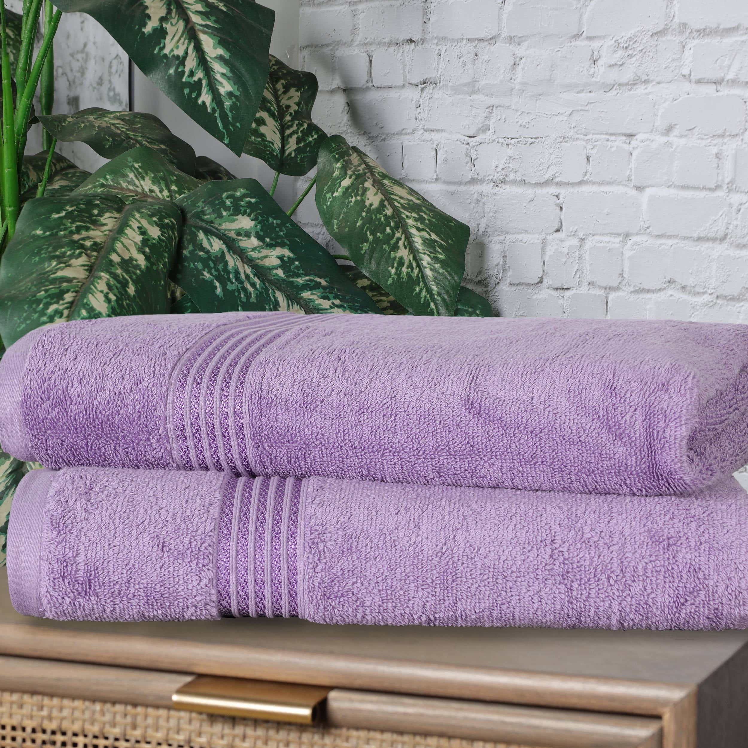 Superior Egyptian Cotton Absorbent Royal Purple Bath Sheet Set of 2 ...