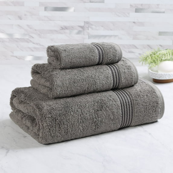 Superior Egyptian Cotton Absorbent 3-Piece Charcoal Towel Set