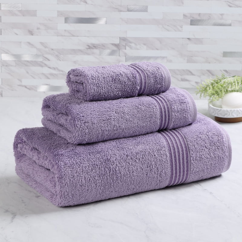 Superior Egyptian Cotton Absorbent 3-Piece Royal Purple Towel Set