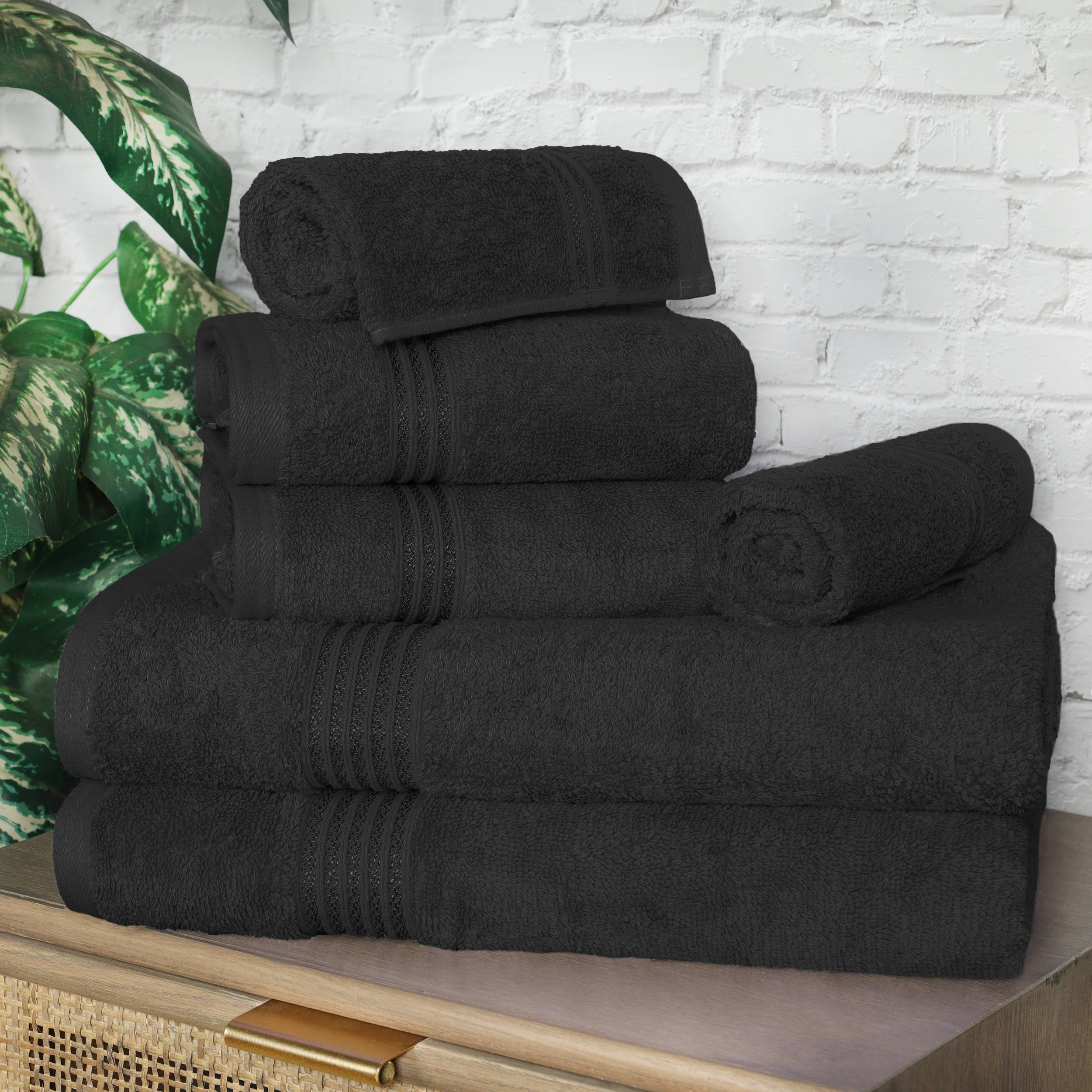 Oversized Black Egyptian Cotton 6-Piece Towel Set