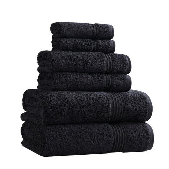 Superior Egyptian Cotton Absorbent 6-Piece Black Towel Set