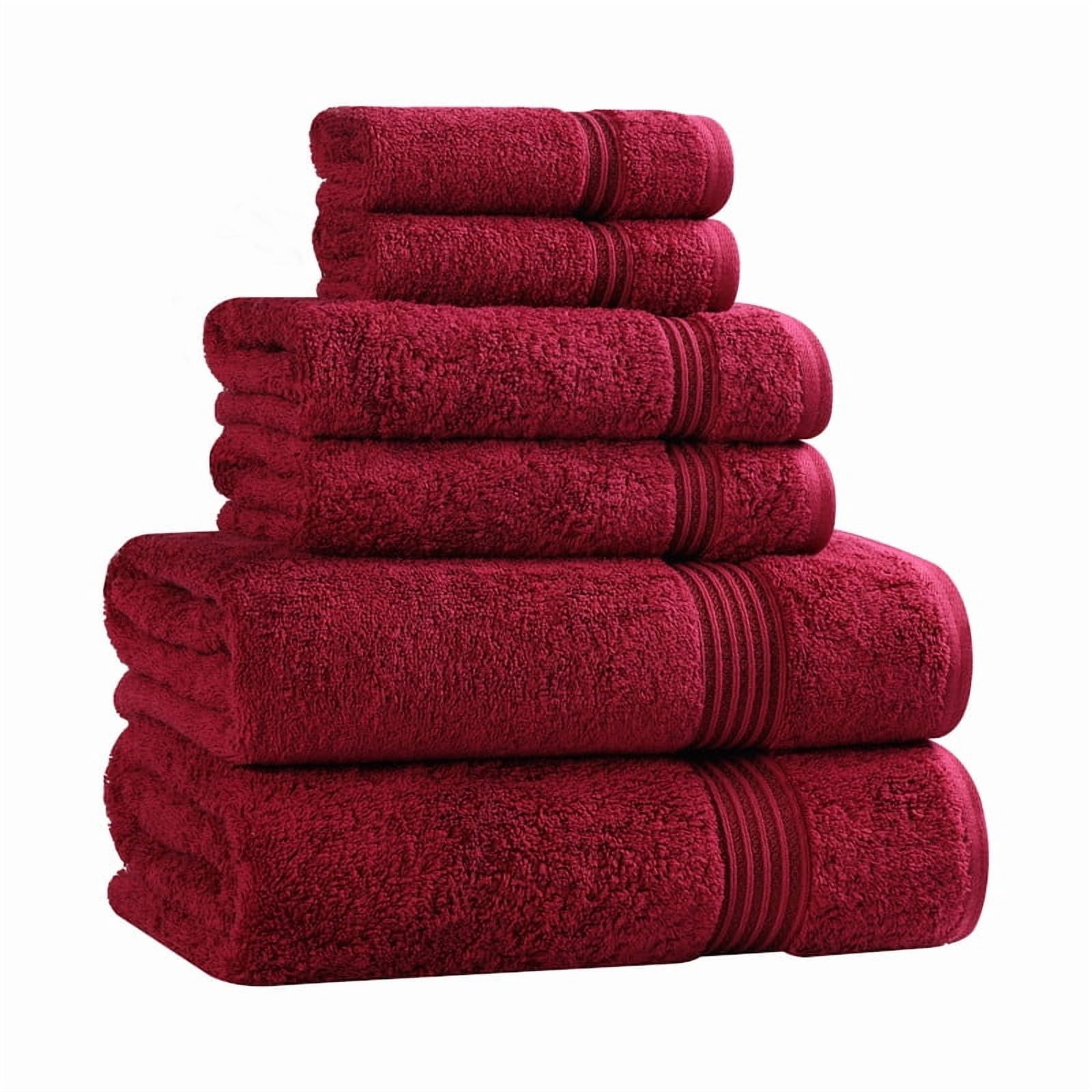Superior Egyptian Cotton Absorbent 6-Piece Burgundy Towel Set