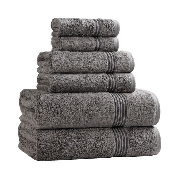 Superior Egyptian Cotton Absorbent 6-Piece Charcoal Towel Set