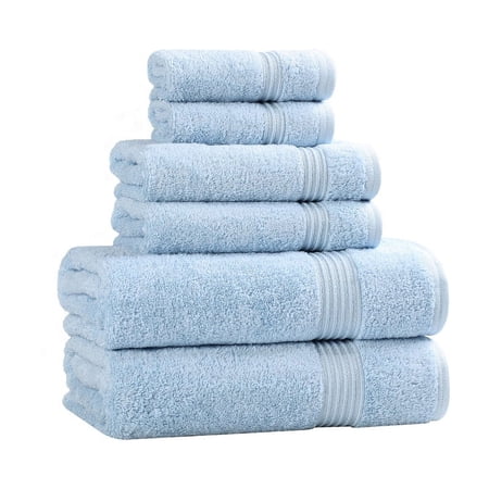 Superior Egyptian Cotton Absorbent 6-Piece Light Blue Towel Set
