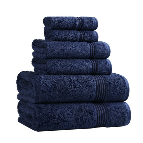 Superior Egyptian Cotton Absorbent 6-Piece Navy Blue Towel Set