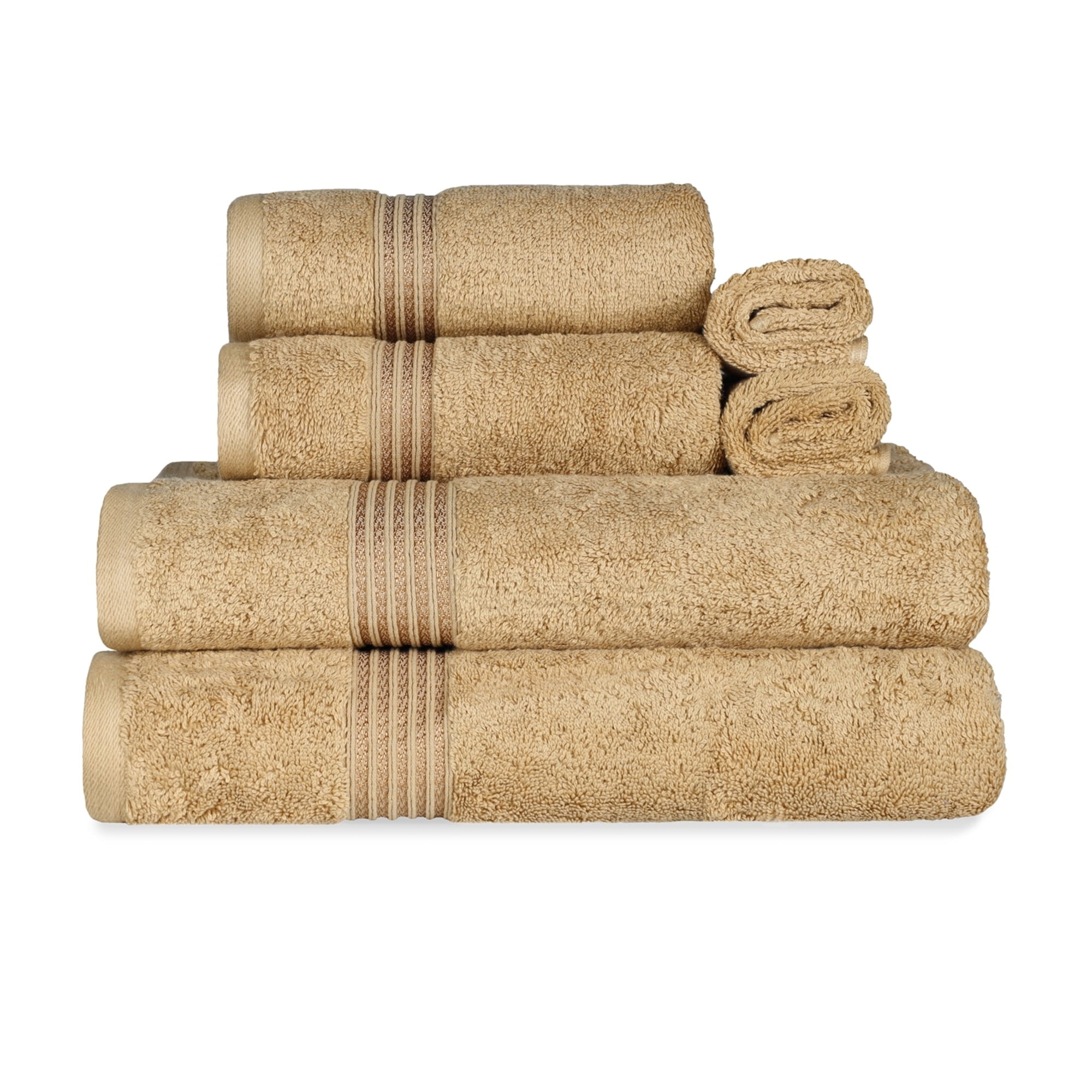 6-Piece Beige Extra Soft 100% Egyptian Cotton Bath Towel Set
