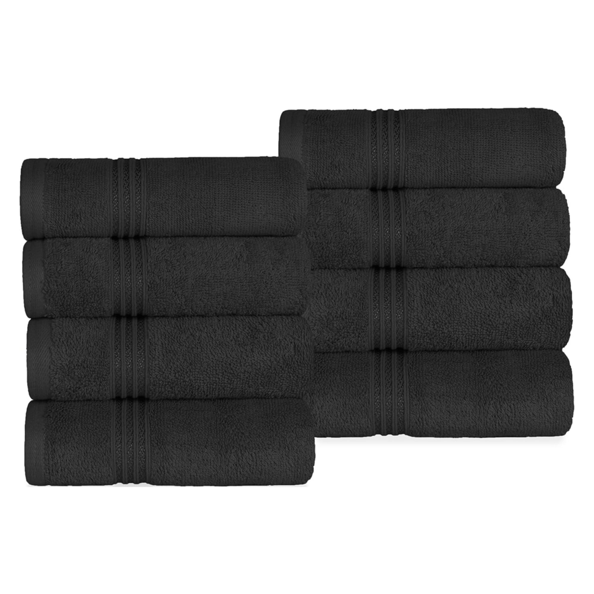 Superior Derry Solid Egyptian Cotton 8 Piece Hand Towel Set Black