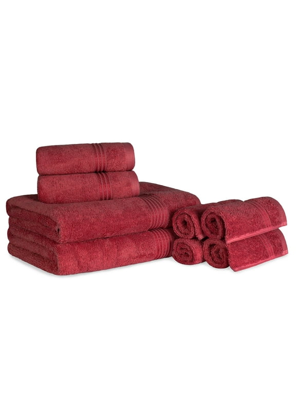 Superior Egyptian Cotton Absorbent 8-Piece Burgundy Towel Set