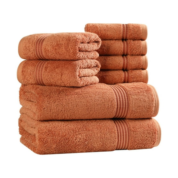 Superior Egyptian Cotton Absorbent 8-Piece Caramel Brown Towel Set