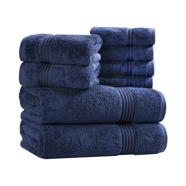 Superior Egyptian Cotton Absorbent 8-Piece Navy Blue Towel Set