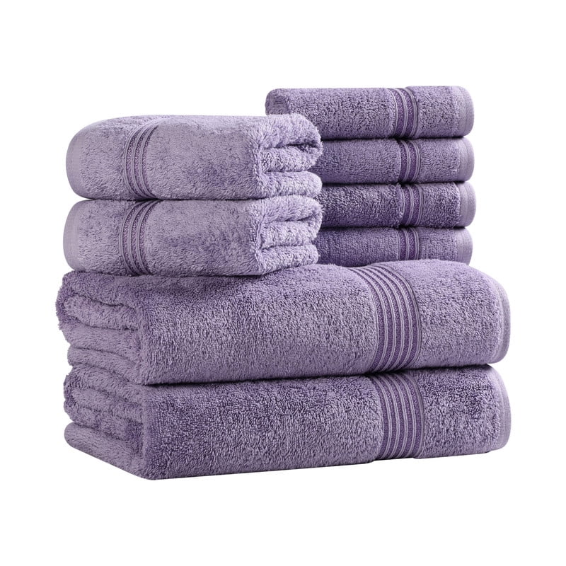 Superior Egyptian Cotton Absorbent 8-Piece Royal Purple Towel Set
