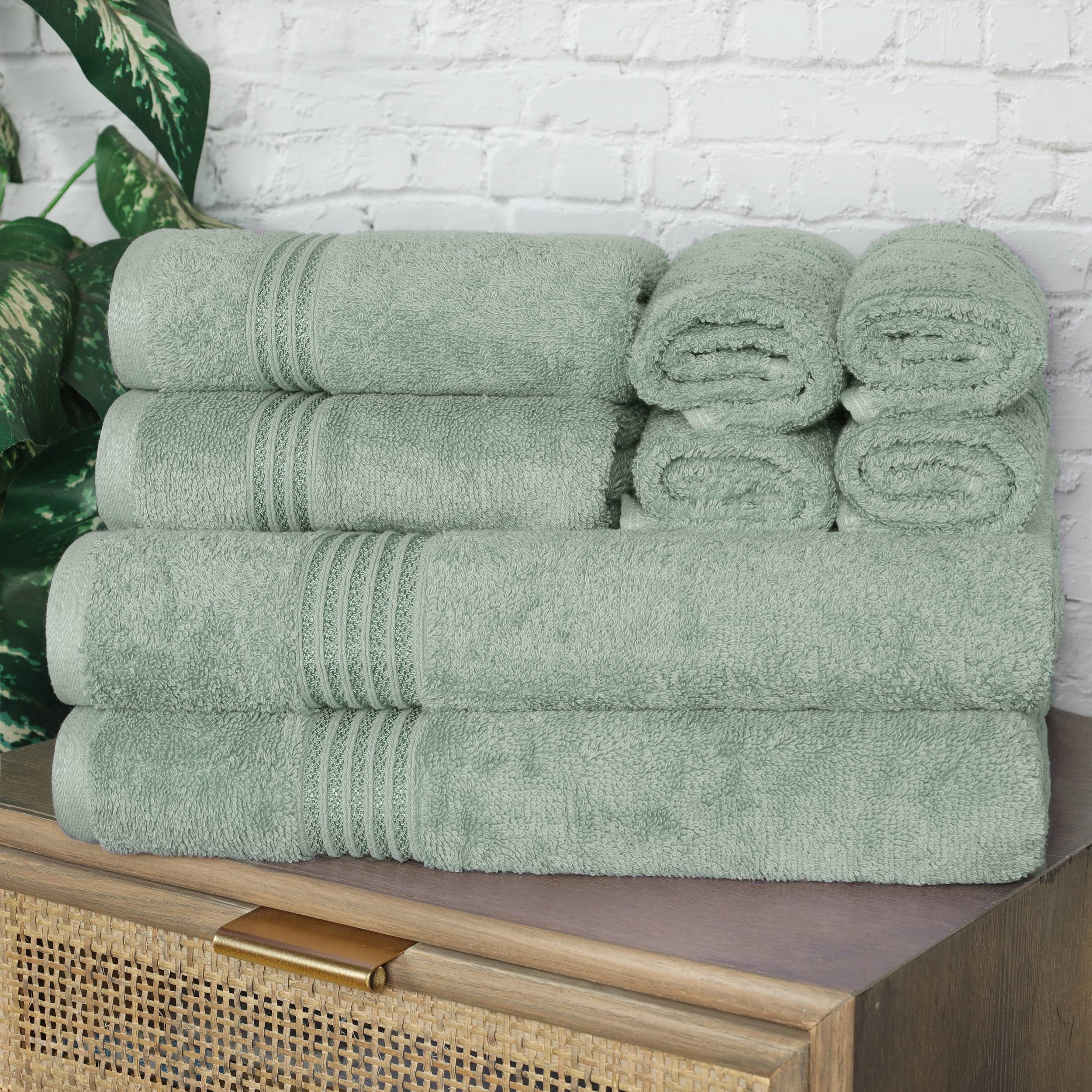 Superior Sage Egyptian Cotton 8-Piece Absorbent Towel Set