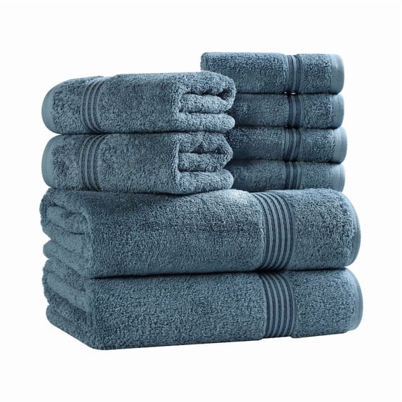 Superior Egyptian Cotton Absorbent 8-Piece Sapphire Towel Set