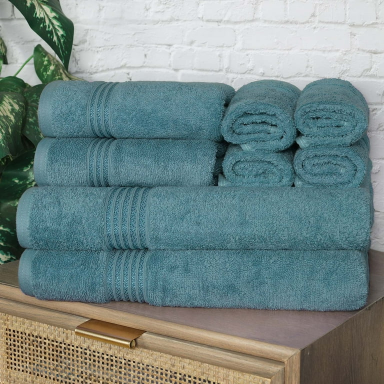 Free Shipping Superior Egyptian Cotton Absorbent 8 Piece Sapphire Towel Set Walmart Walmart