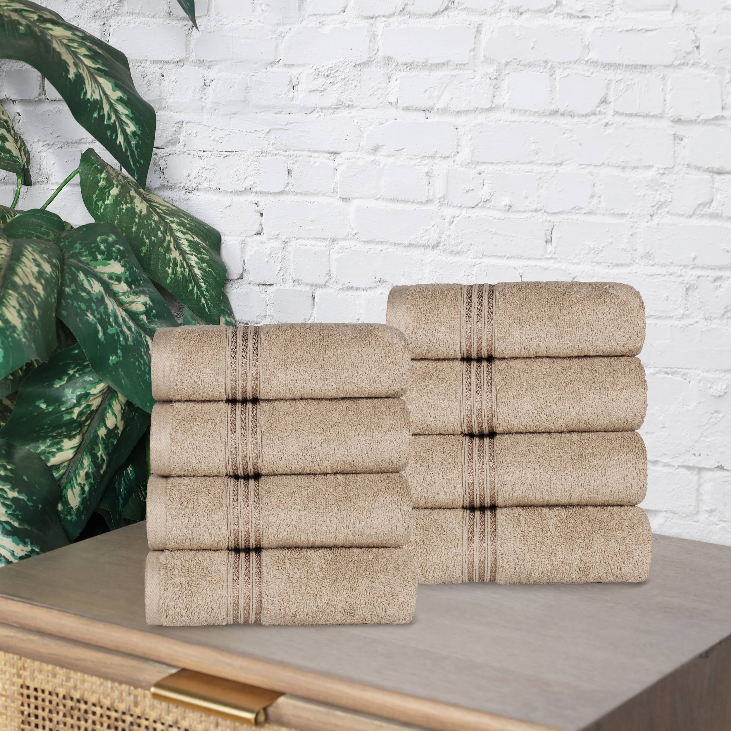 Oversized Taupe Egyptian Cotton 8 Piece Hand Towel Set