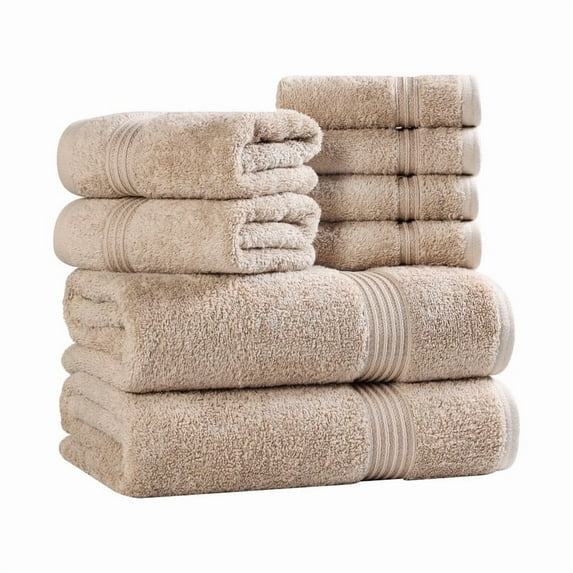 Superior Egyptian Cotton Absorbent 8-Piece Taupe Towel Set