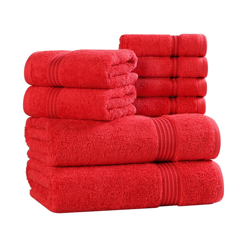 Superior Egyptian Cotton Absorbent 9-Piece Red Towel Set
