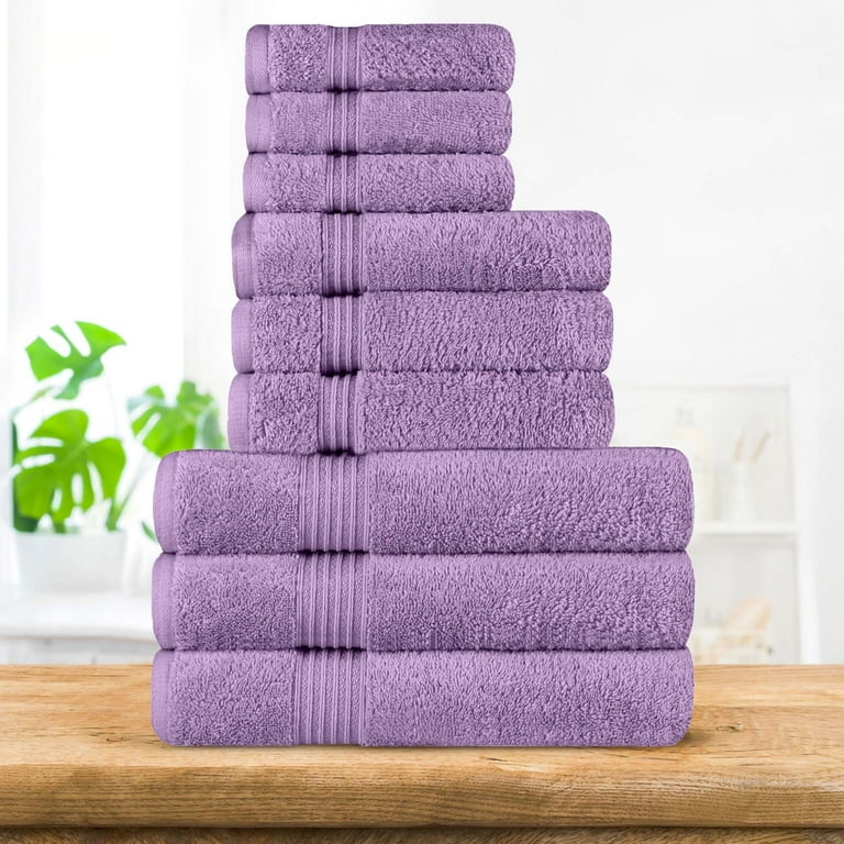 Superior Egyptian Cotton Absorbent 9 Piece Royal Purple Towel Set Walmart