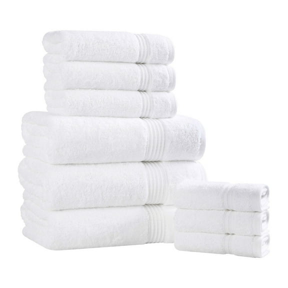 Superior Egyptian Cotton Absorbent 9-Piece White Towel Set