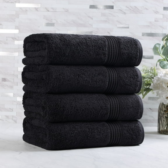 Superior Egyptian Cotton Absorbent Black Bath Towel Set of 4