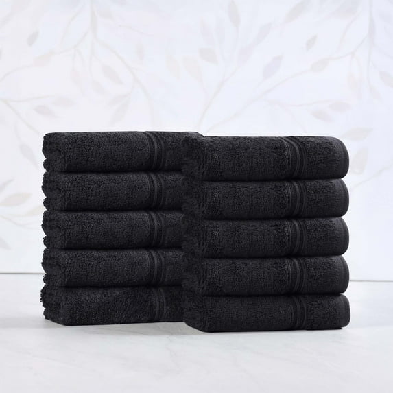 Superior Egyptian Cotton Absorbent Black Face Towel Set of 10