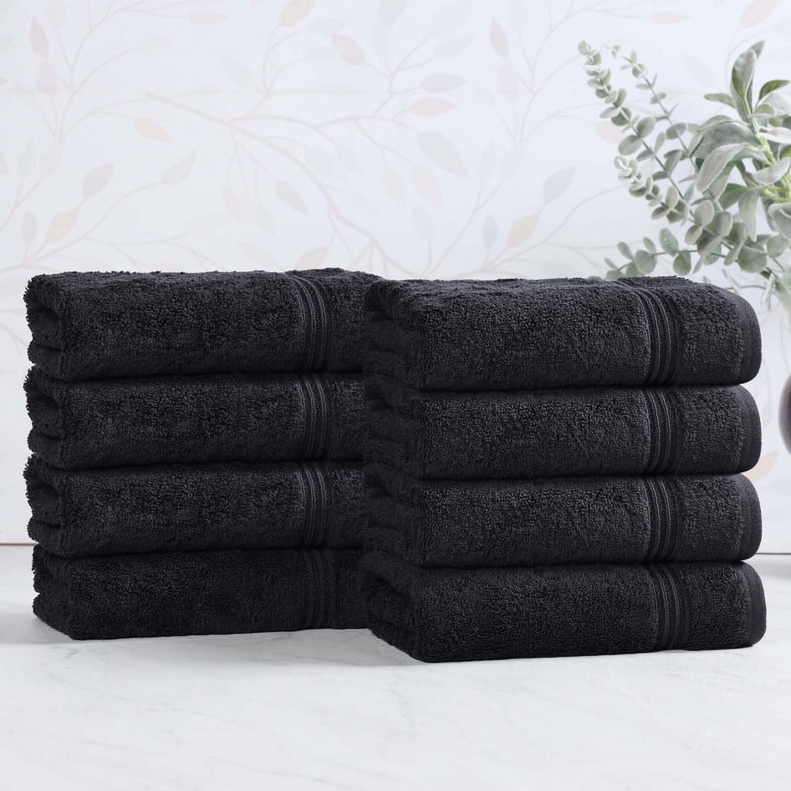 Superior Egyptian Cotton Absorbent Black Hand Towel Set of 8