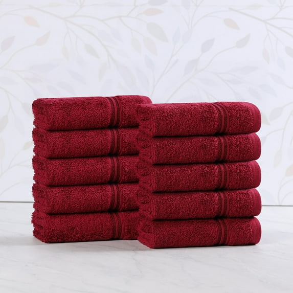 Superior Egyptian Cotton Absorbent Burgundy Face Towel Set of 10