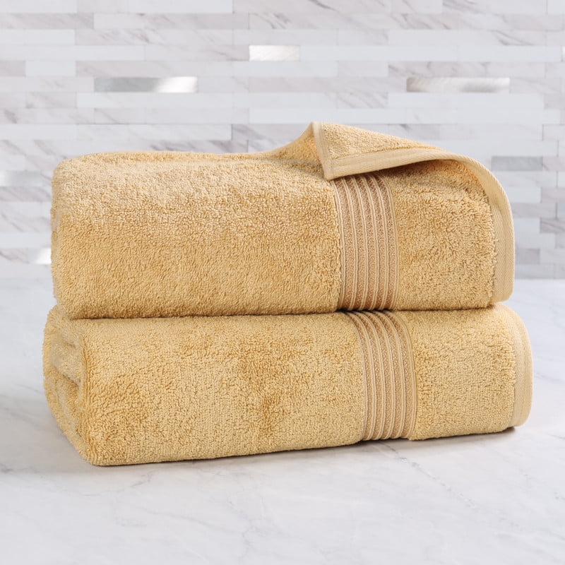 Superior Egyptian Cotton Absorbent Gold Bath Towel Set of 2