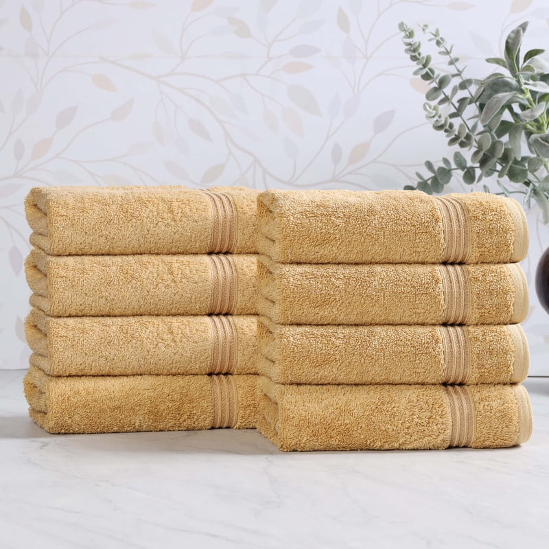 Superior Egyptian Cotton Absorbent Gold Hand Towel Set of 8