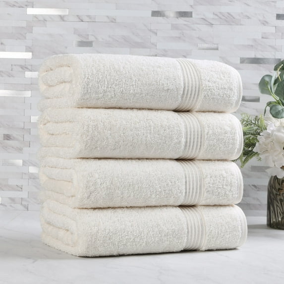 Superior Egyptian Cotton Absorbent Ivory Bath Towel Set of 4
