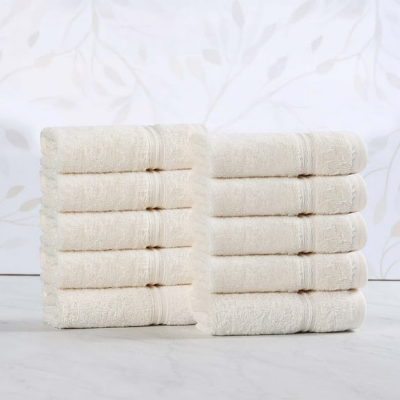Superior Egyptian Cotton Absorbent Ivory Face Towel Set of 10