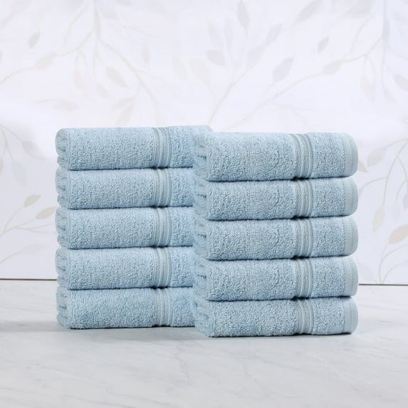 Superior Egyptian Cotton Absorbent Light Blue Face Towel Set of 10