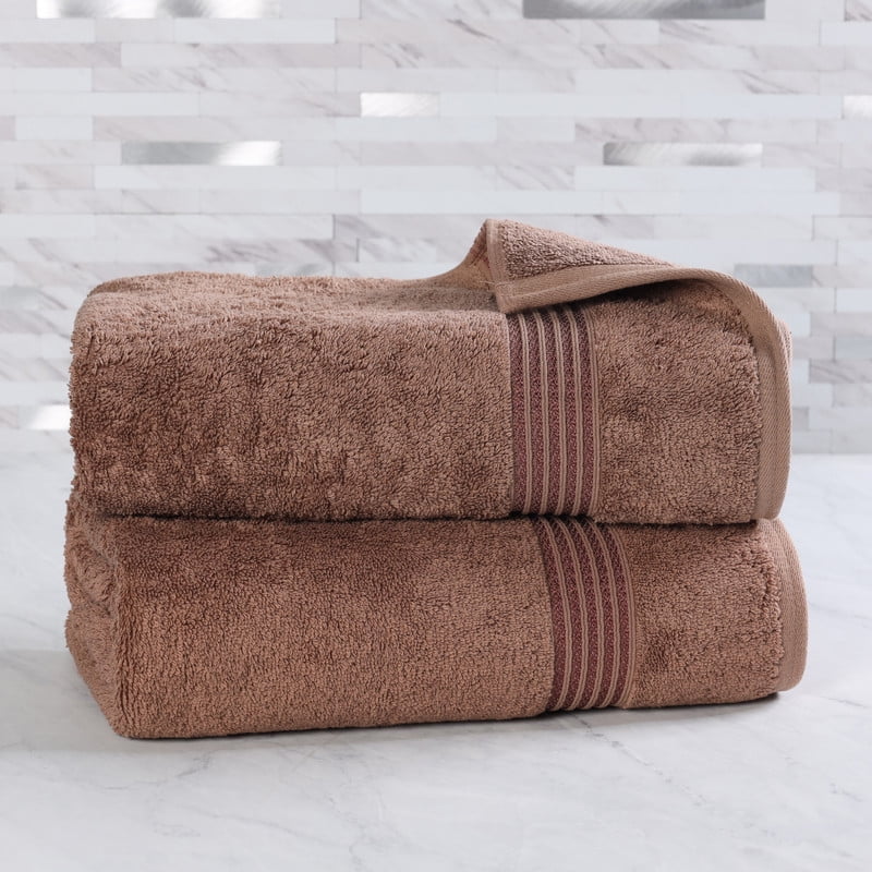 Superior Egyptian Cotton Absorbent Mocha Bath Towel Set of 2