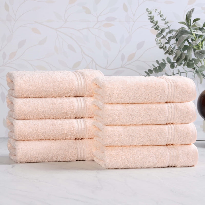 Superior Egyptian Cotton Absorbent Peach Hand Towel Set of 8