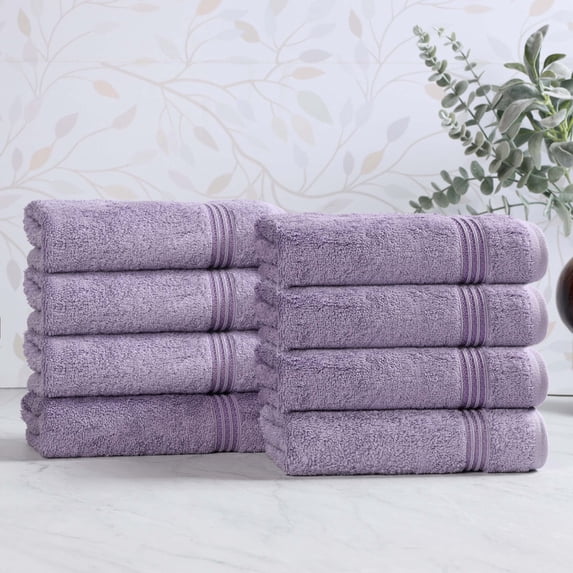 Superior Egyptian Cotton Absorbent Royal Purple Hand Towel Set of 8