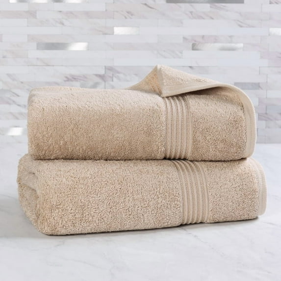 Superior Egyptian Cotton Absorbent Taupe Bath Towel Set of 2