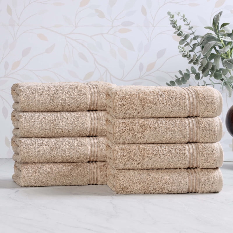 Superior Egyptian Cotton Absorbent Taupe Hand Towel Set of 8