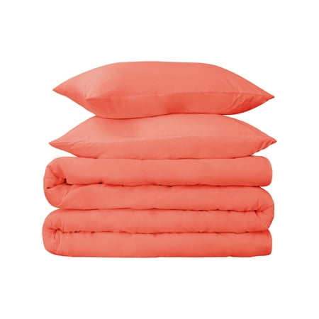 Superior Egyptian Cotton Duvet Cover Set, Full/ Queen, Coral